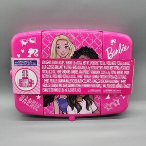 Barbie Makeup Case Beauty Set Lip Gloss Eyeshadow Blush Nail Polish New